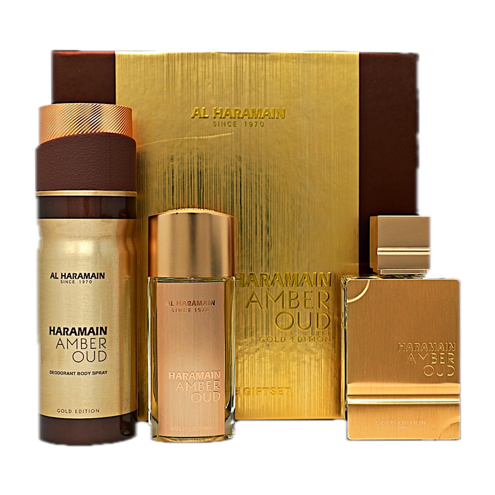 Al Haramain Amber Oud Gold 3PC SET(2.5oz EDP ,1.0oz EDP ,6.6oz Body )