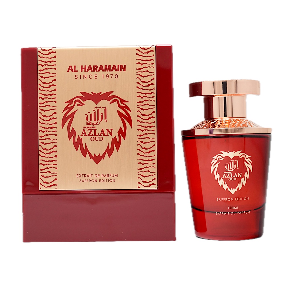 Al Haramain Azlan Oud Saffron Extrait De Parfum 3.33oz(CHARCOAL&AMBER Edition Samples)