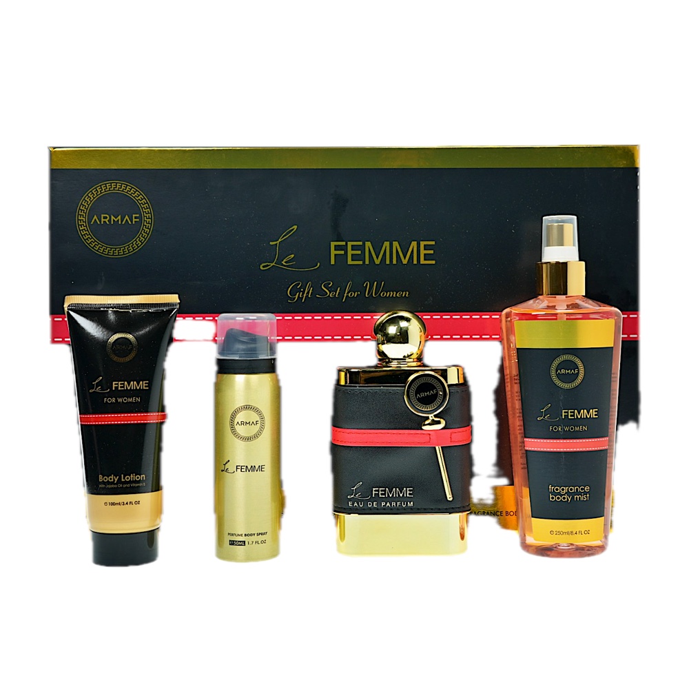 Armaf Le Femme 4PC SET(3.4oz EDP ,3.4oz B/L,1.7oz Body ,8.4oz Body Mist)