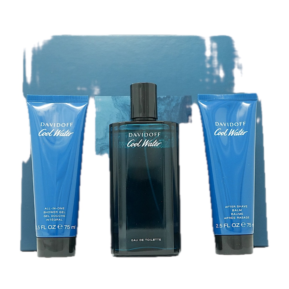 Davidoff Cool Water 3PC SET(4.2oz EDT , 2.5oz After Shave Balm, 2.5oz Shower Gel)