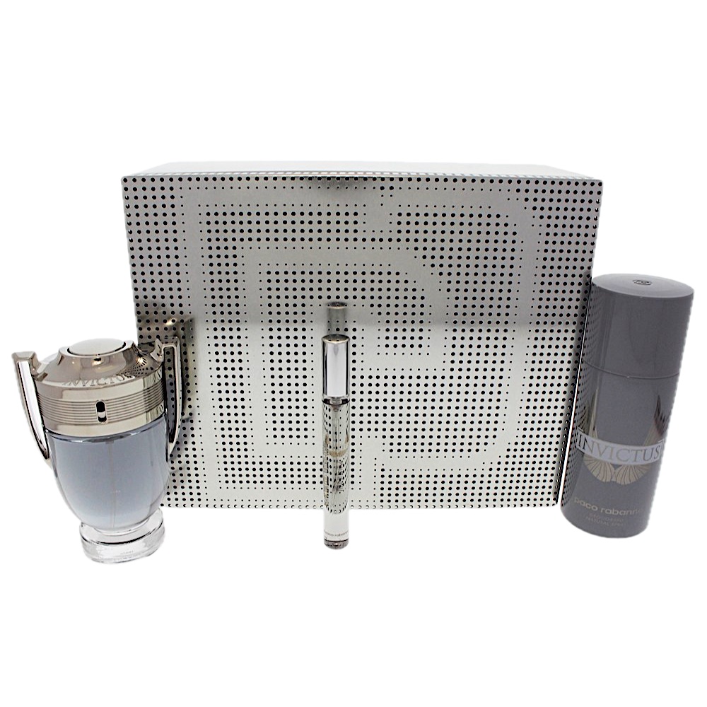 Paco Rabanne Invictus 3PC SET(3.4oz EDT ,5.1oz deo ,10ml EDT )