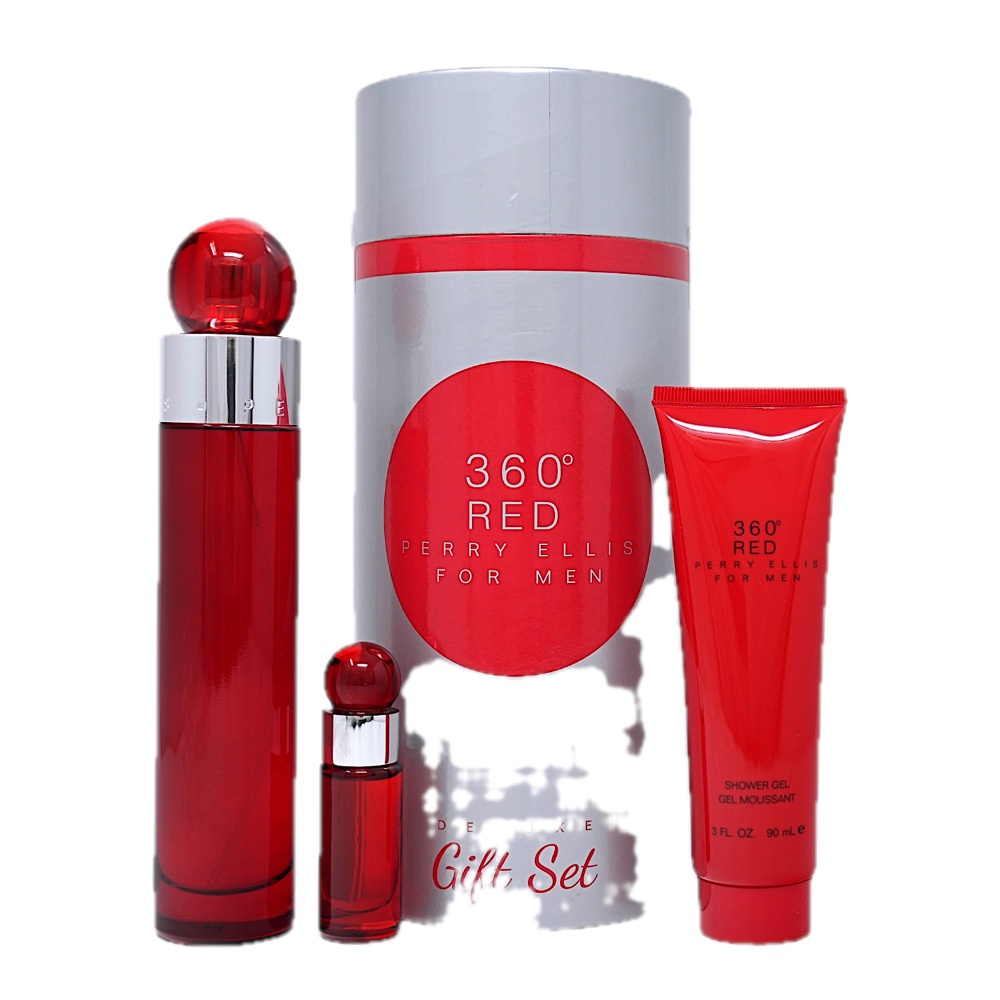 Perry Ellis 360 Red 3PC SET(3.4oz EDT , 3.0oz shower gel, 7.5ML EDT mini)