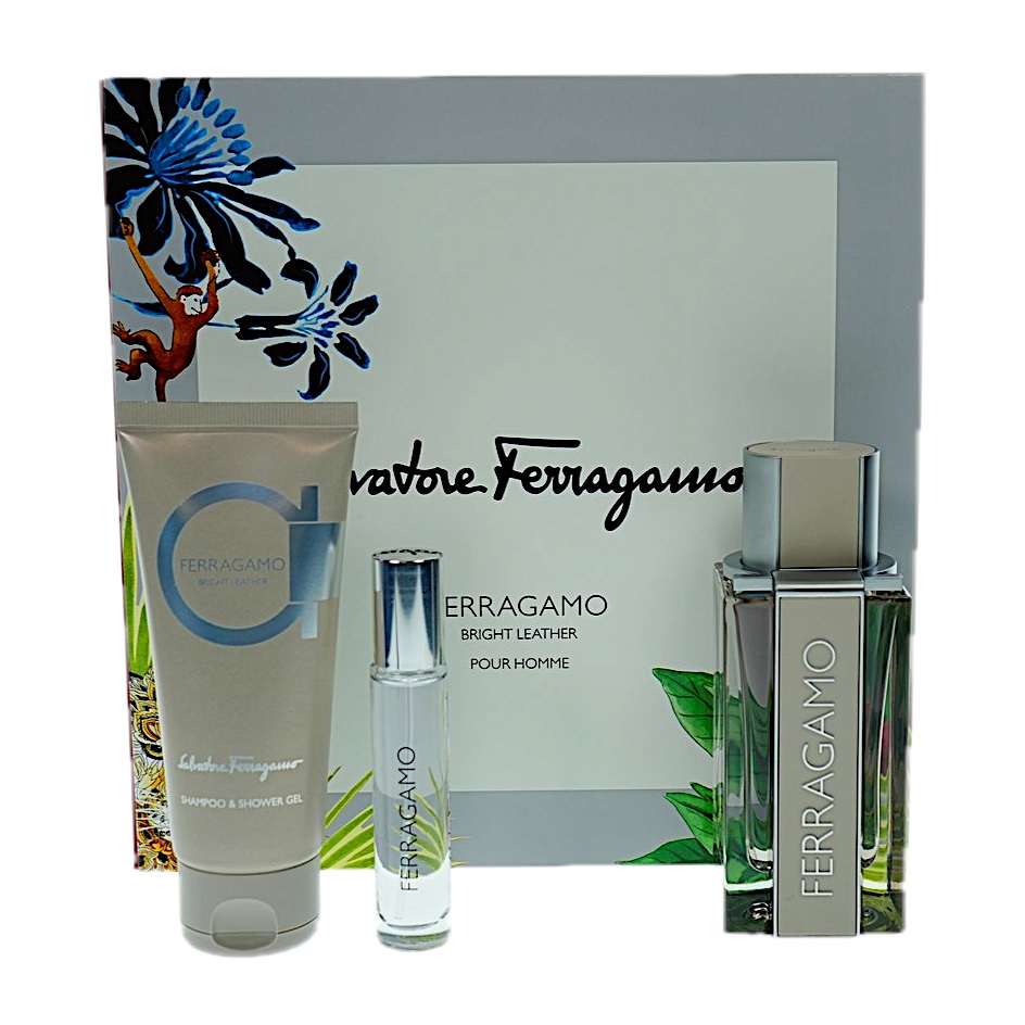 Salvatore Ferragamo Bright Leather 3PC SET(3.4oz&10ml EDT ,3.4oz S/g)