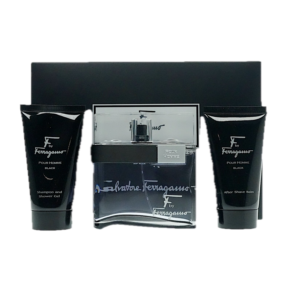 Salvatore Ferragamo Salvatore Ferragamo-f-black 3PC SET(3.4oz EDT ,2.5oz S/G,2.5oz A/s Balm)
