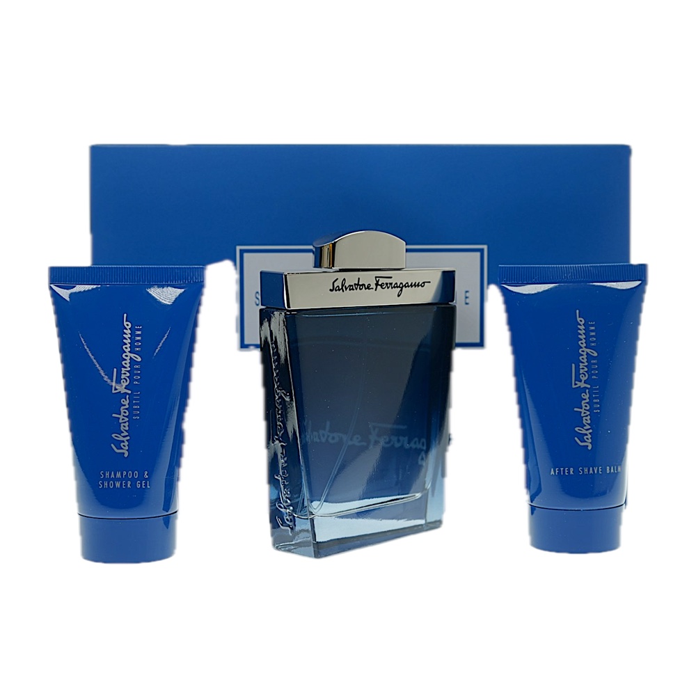 Salvatore Ferragamo Subtil 3PC SET(3.4oz EDT ,2.5oz Shampoo&S/G,2.5oz A/s Balm)