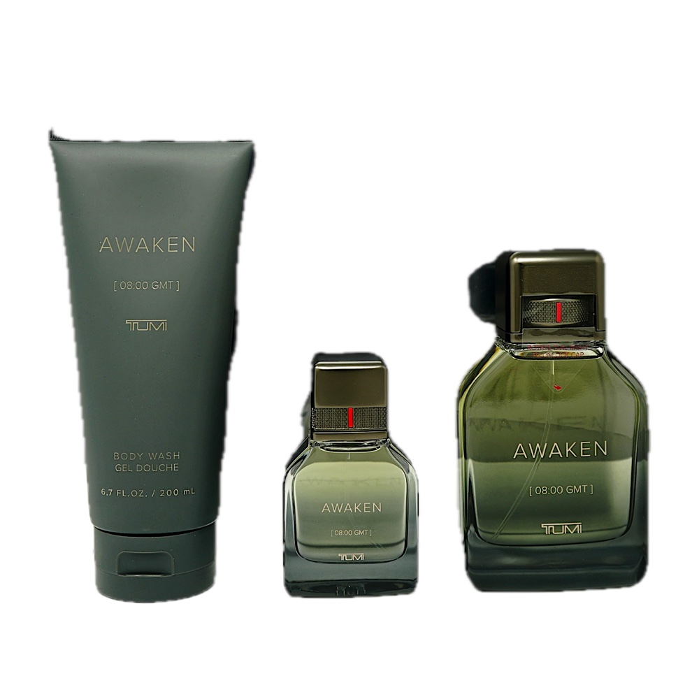 Tumi Awaken 3PC SET(3.4oz EDP ,6.7oz Body Wash,1.0oz EDP )