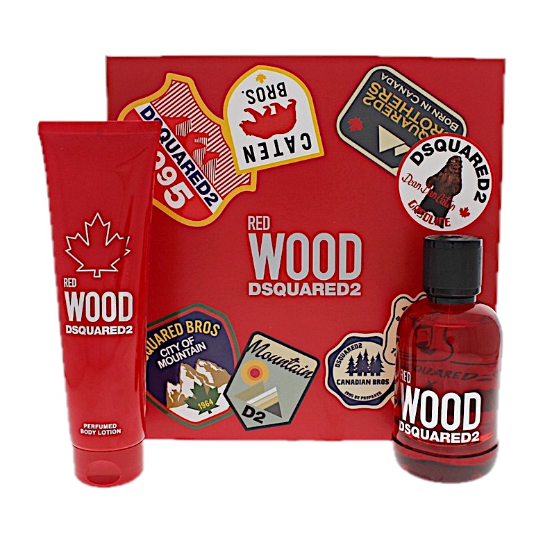 Varias marcas Dsquared2 Red Wood 2021 2PC Set(3.4 EDT ,5.0oz perfumed body lotion)